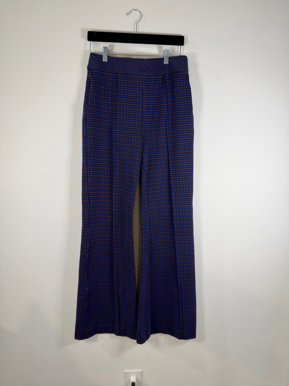 SPANX Women’s Blue Plaid Wide-Leg Dress Pants
